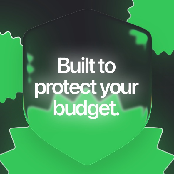 Publisher protection artwork showing shield with the text Built to protect your budget